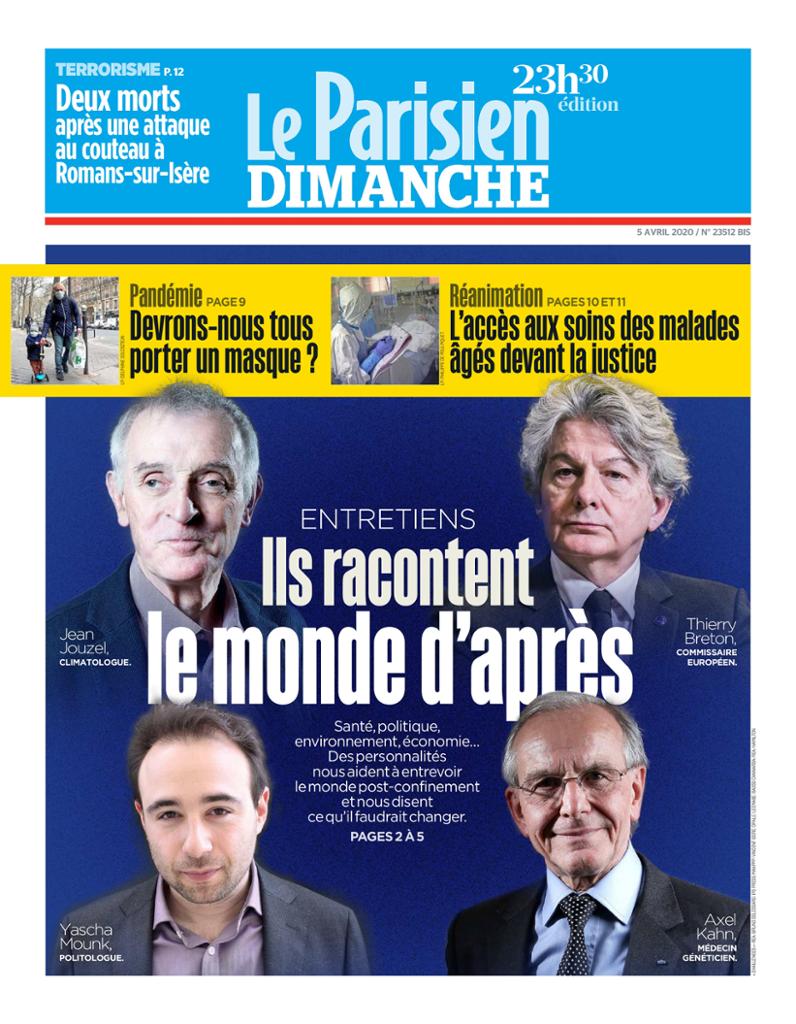 Une du Parisien, le 5 Avril 2020